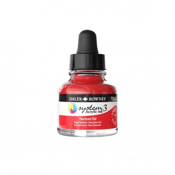 161029544.jpg DALER ROWNEY SYSTEM3 ACRYLIC INK 29.5ML FLUORESCENT RED - Image 1