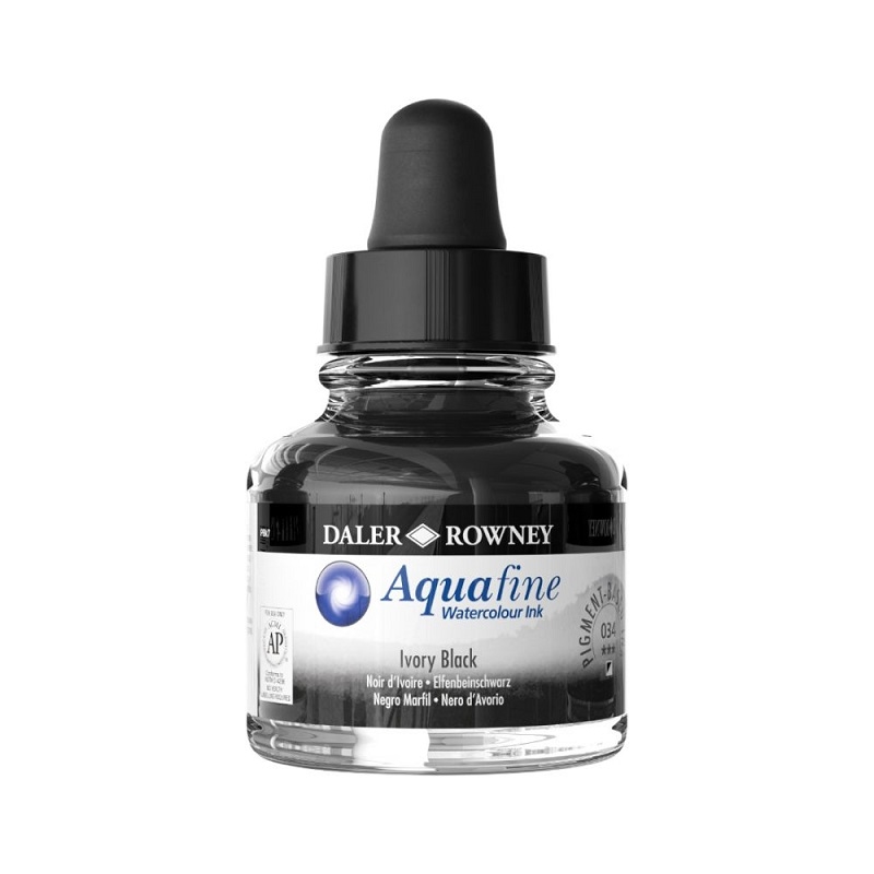166029034.jpg DALER ROWNEY AQUAFINE WATERCOLOUR INK 29.5ML IVORY BLACK - Image 1