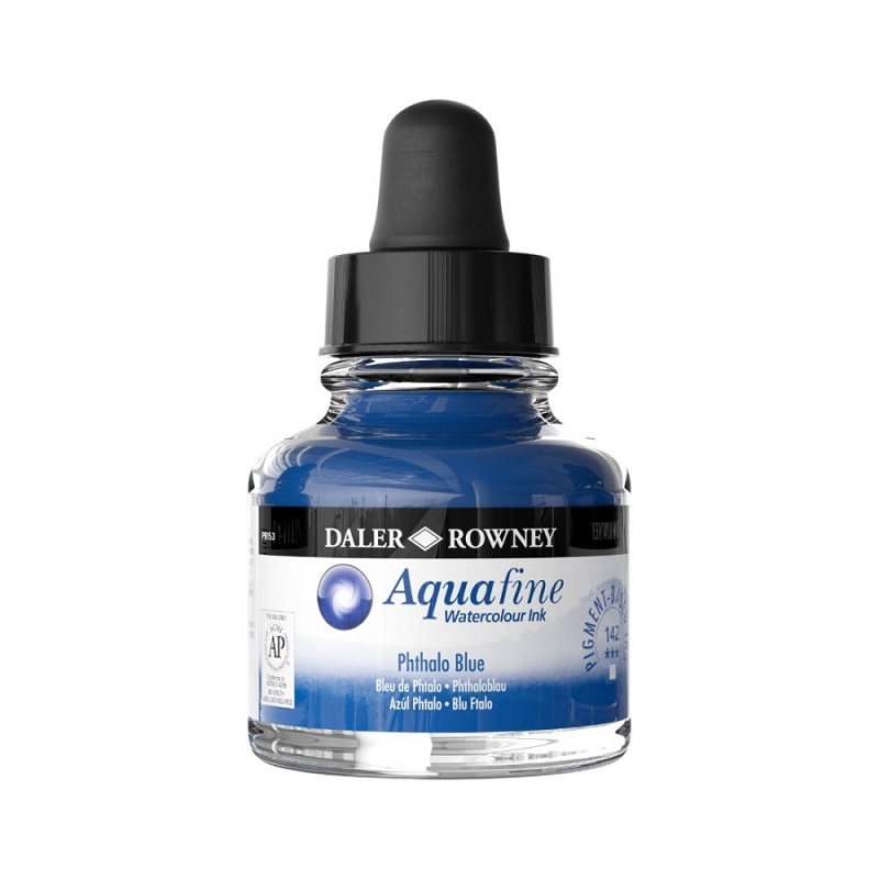 166029142.jpg DALER ROWNEY AQUAFINE WATERCOLOUR INK 29.5ML PHTHALO BLUE - Image 1