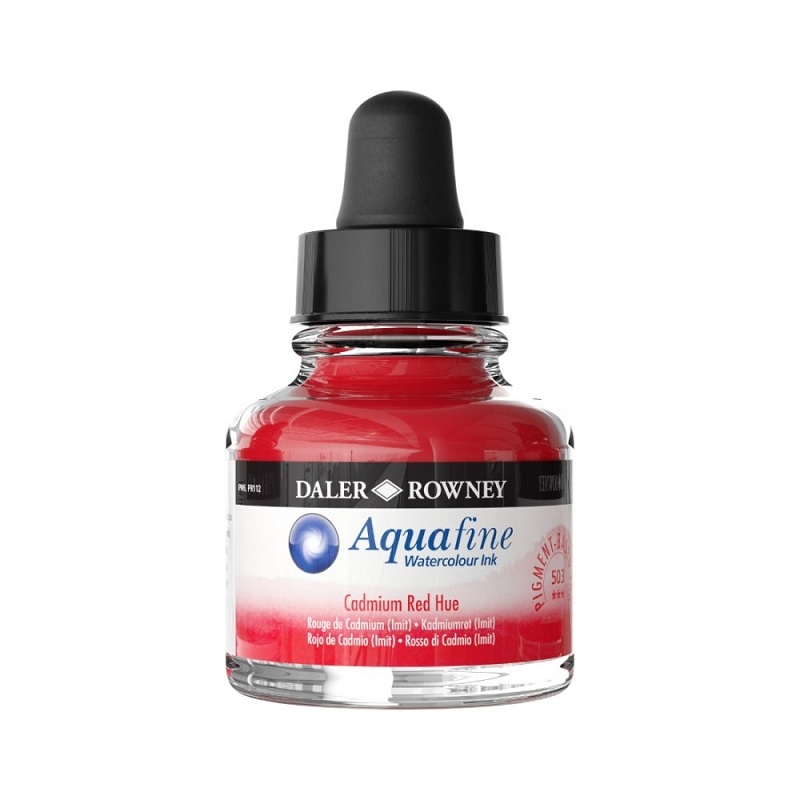 166029503.jpg DALER ROWNEY AQUAFINE WATERCOLOUR INK 29.5ML CADMIUM RED HUE - Image 1