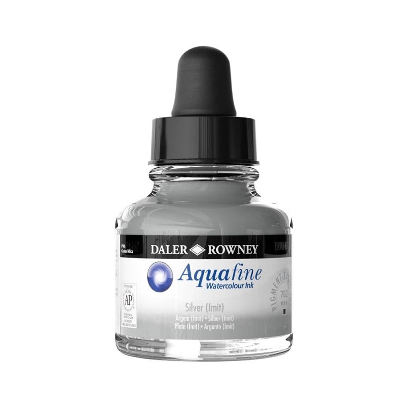 166029702.jpg DALER ROWNEY AQUAFINE WATERCOLOUR INK 29.5ML SILVER IMIT - Image 1