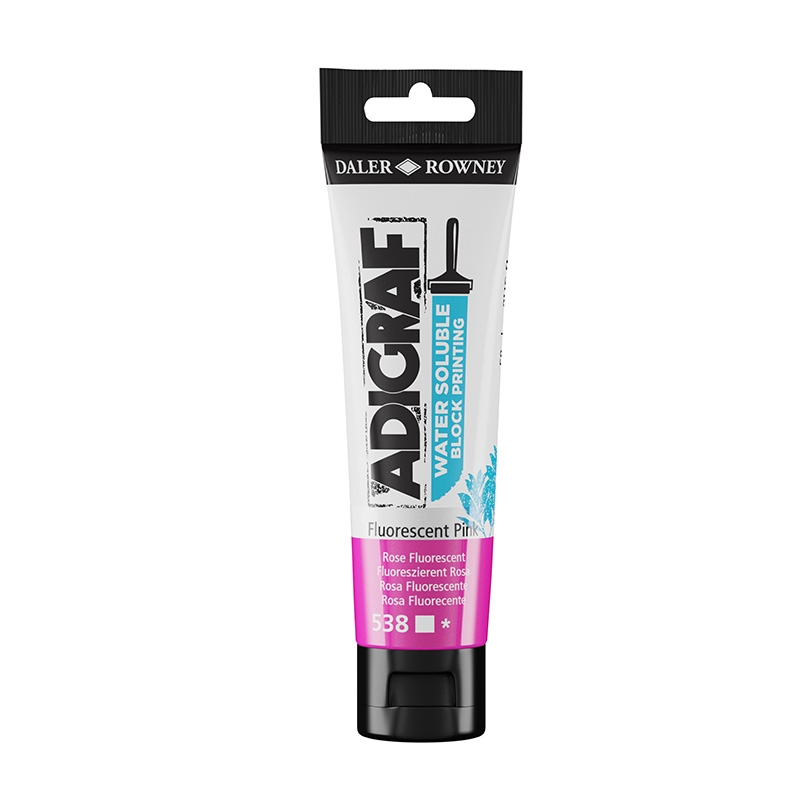 185059538.jpg DALER ROWNEY ADIGRAF BLOCK PRINTING WATER SOLUBLE INK 59ML FLUORESCENT PINK - Image 1