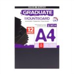 GRADUATE MOUNTBOARD A4 21X29.7CM 1.25MM BLACK 12PCS