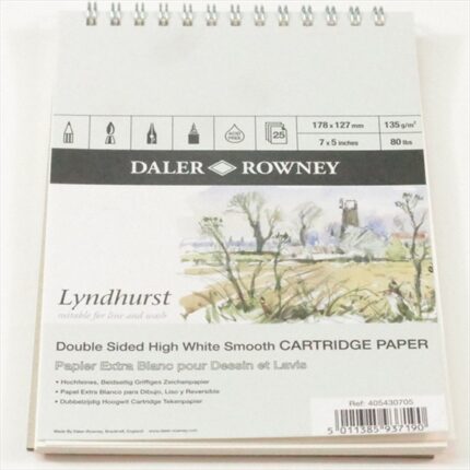 DALER ROWNEY LYNDHURST CARTRIDGE PAPER SPIRAL [PAD] 5X7IN 135G 25SH