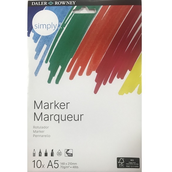 435110500.jpg DALER ROWNEY SIMPLY MARKER PAPER PACK A5 70G 10SH - Image 1