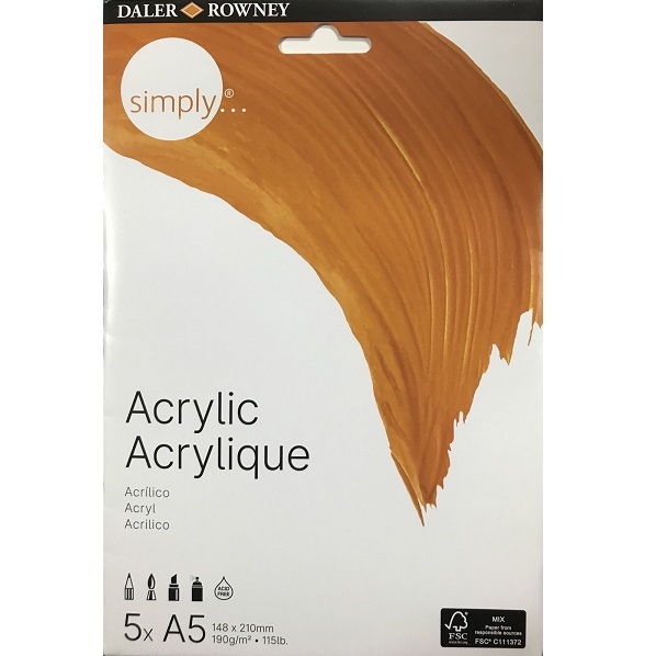 436104500.jpg DALER ROWNEY SIMPLY ACRYLIC PAPER PACK A5 190G 5SH - Image 1