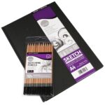SIMPLY HARDBOUND SKETCHBOOK 100G A4 54SH + SKETCHING PENCILS 12PCS SET