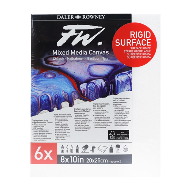 513462025.jpg DALER ROWNEY FW MIXED MEDIA RIGID STRETCHED CANVAS 8X10IN / 20X25CM 6PCS - Image 1