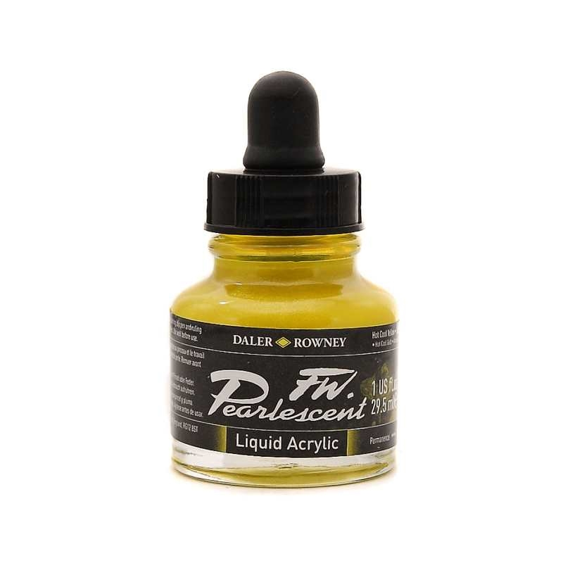603201113.jpg DALER ROWNEY FW PEARLESCENT ACRYLIC INK 29.5ML HOT COOL YELLOW - Image 1