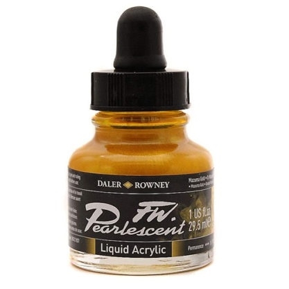 603201117.jpg DALER ROWNEY FW PEARLESCENT ACRYLIC INK 29.5ML MAZUMA GOLD - Image 1