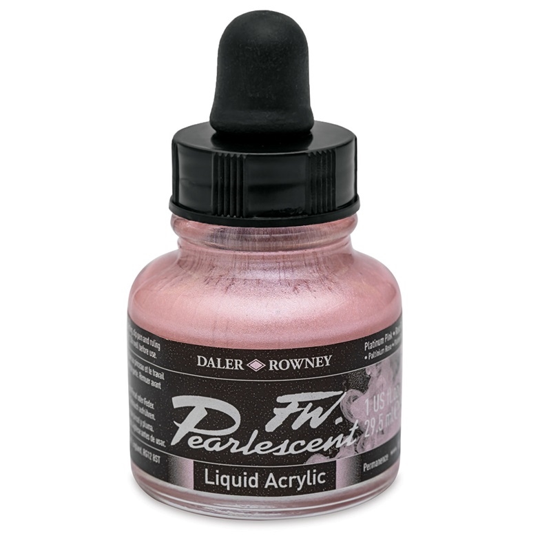 603201118.jpg DALER ROWNEY FW PEARLESCENT ACRYLIC INK 29.5ML PLATINUM PINK - Image 1