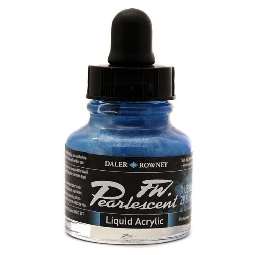 603201122.jpg DALER ROWNEY FW PEARLESCENT ACRYLIC INK 29.5ML SUN-UP BLUE - Image 1