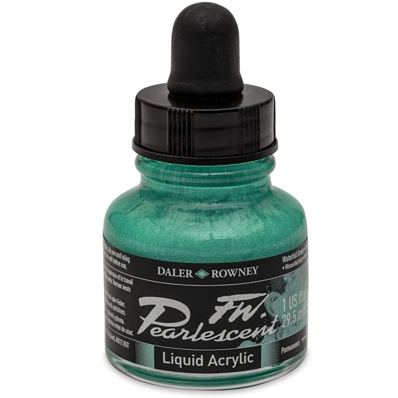 603201124.jpg DALER ROWNEY FW PEARLESCENT ACRYLIC INK 29.5ML WATERFALL GREEN - Image 1