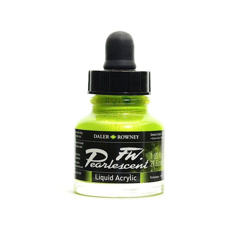 603201128.jpg DALER ROWNEY FW PEARLESCENT ACRYLIC INK 29.5ML GENESIS GREEN - Image 1