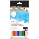 DALER ROWNEY SIMPLY WATERCOLOUR PENCILS 12PCS + WATERBRUSH PEN SET