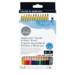 DALER ROWNEY SIMPLY WATERCOLOUR PENCILS 12PCS + WATERBRUSH PEN SET [HEX]