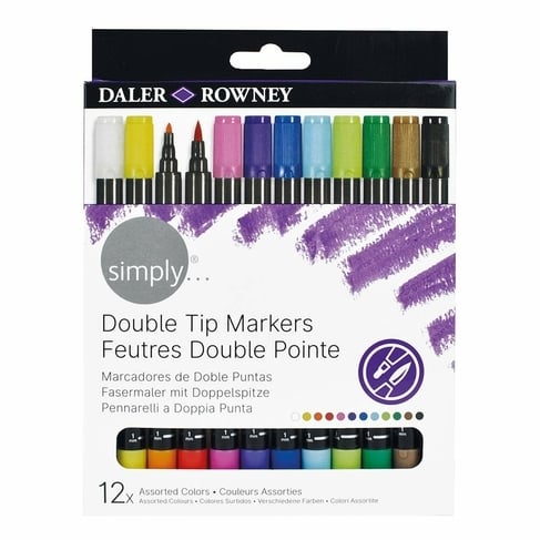 644400012.jpg DALER ROWNEY SIMPLY DOUBLE TIP MARKERS 12PCS SET - Image 1
