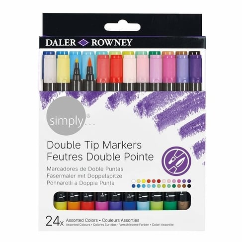 644400024.jpg DALER ROWNEY SIMPLY DOUBLE TIP MARKERS 24PCS SET - Image 1