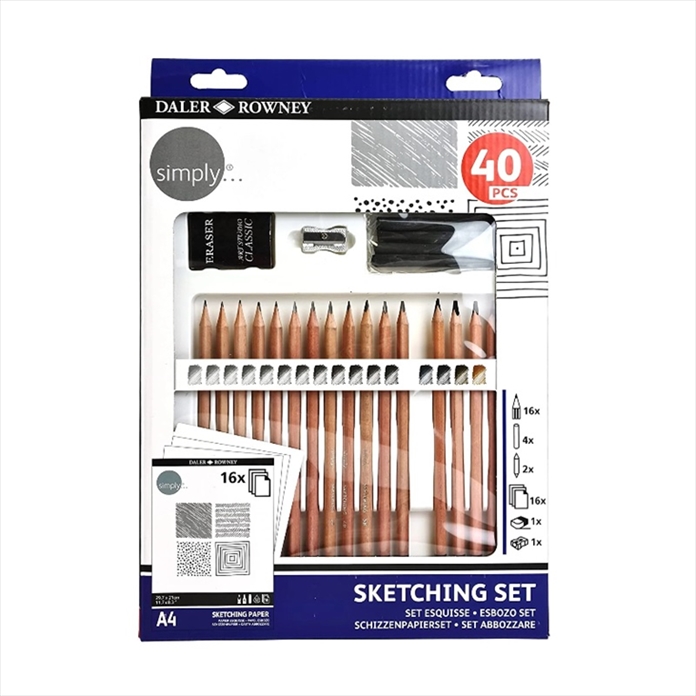 644500410.jpg DALER ROWNEY SIMPLY SKETCHING PENCILS TECHNIQUE 40PCS SET - Image 1