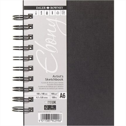 DALER ROWNEY EBONY SKETCHBOOK [SPIRAL] A6 160G 50SH PORTRAIT