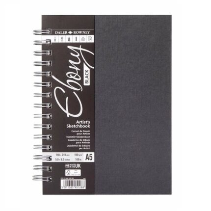 DALER ROWNEY EBONY BLACK SKETCHBOOK [SPIRAL] A5 160G 40SH PORTRAIT