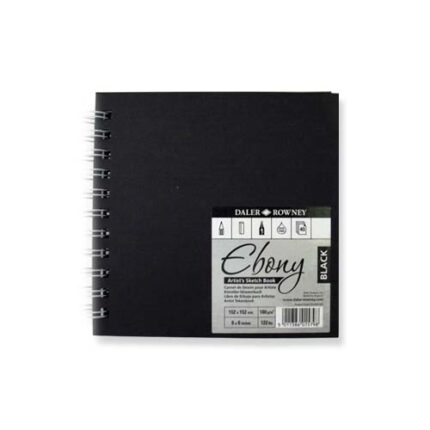 DALER ROWNEY EBONY BLACK SKETCHBOOK [SPIRAL] 15X15CM 180G 40SH