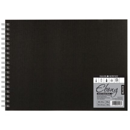 DALER ROWNEY EBONY BLACK SKETCHBOOK [SPIRAL] 265X210MM A4L 180G 40SH