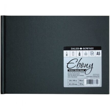 DALER ROWNEY EBONY SKETCHBOOK [HARDBOUND] A5 160G 62SH LANDSCAPE