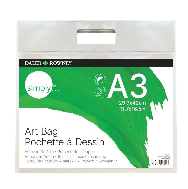 829700300.jpg DALER ROWNEY SIMPLY PLASTIC ART BAG A3 29.7X42CM - Image 1
