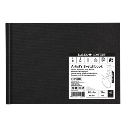 DALER ROWNEY EBONY EXTRA WHITE SKETCHBOOK [HARDBOUND] 130G A5 46SH LANDSCAPE