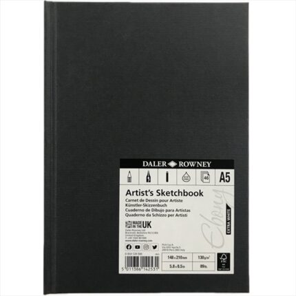 DALER ROWNEY EBONY EXTRA WHITE SKETCHBOOK [HARDBOUND] 130G A5 46SH PORTRAIT