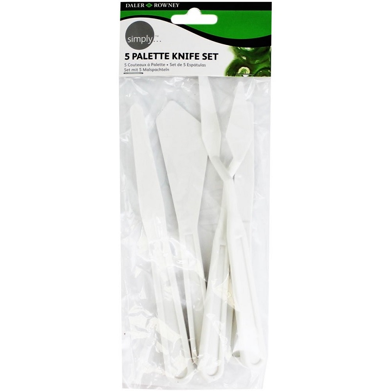 845100001.jpg DALER ROWNEY SIMPLY PLASTIC PALETTE KNIVES 5PCS SET - Image 1