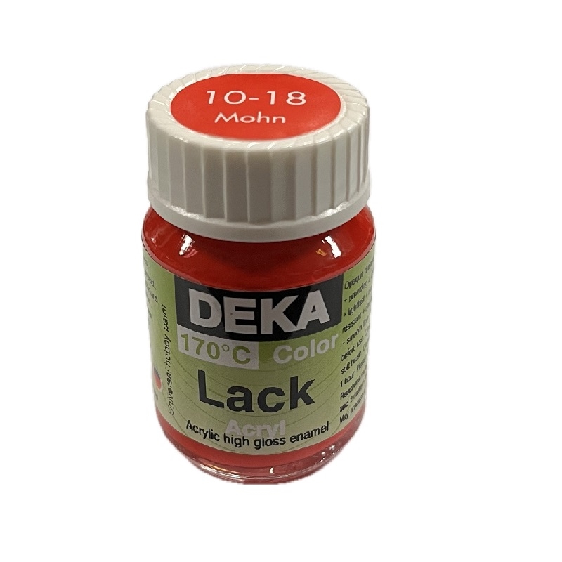 DK10-18.jpg DEKA COLOR LACK ACRYL PAINT 25ML POPPY RED - Image 1