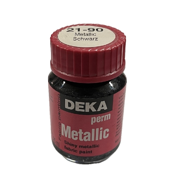 DK21-90.jpg DEKA PERM METALLIC FABRIC PAINT 25ML BLACK - Image 1