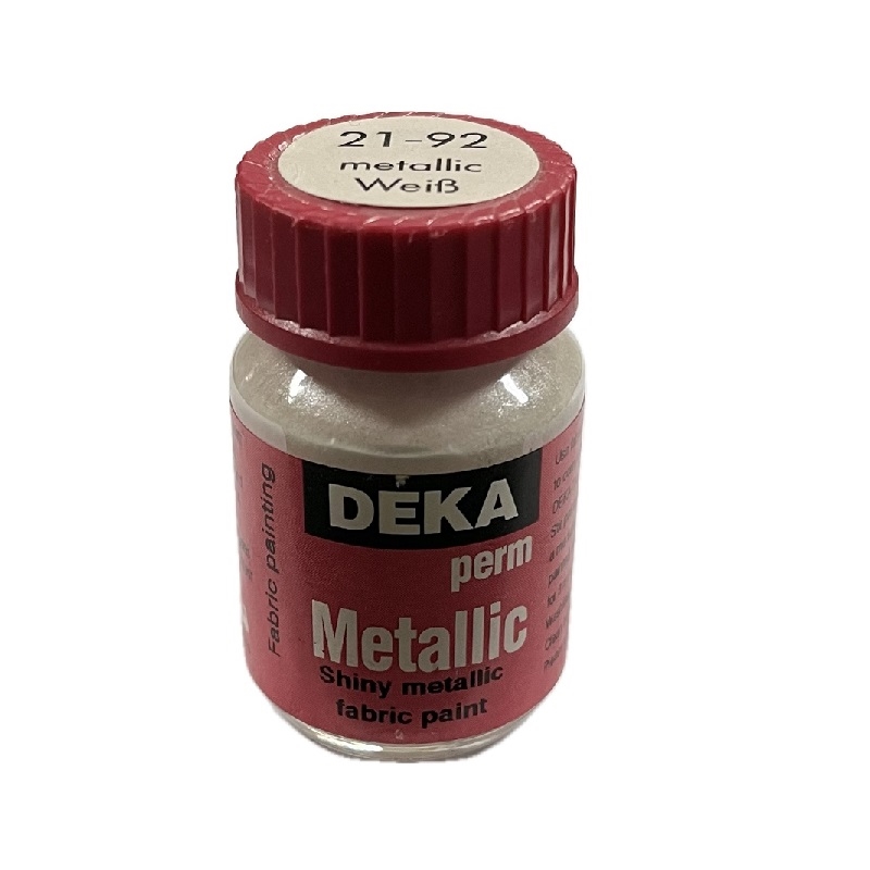 DK21-92.jpg DEKA PERM METALLIC FABRIC PAINT 25ML WHITE - Image 1