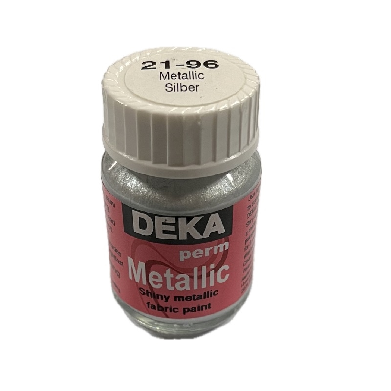 DK21-96.jpg DEKA PERM METALLIC FABRIC PAINT 25ML SILVER - Image 1