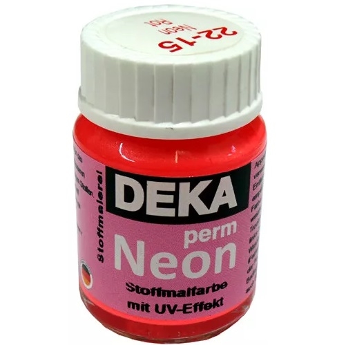 DK22-15.jpg DEKA PERM NEON FABRIC PAINT 25ML RED - Image 1