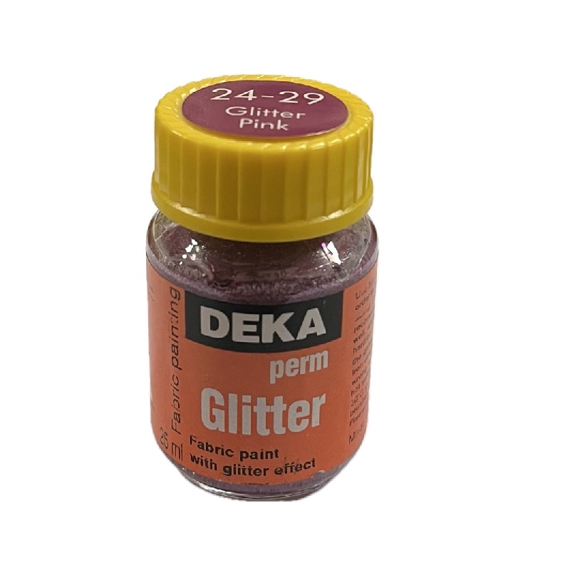 DK24-29.jpg DEKA PERM GLITTER FABRIC PAINT 25ML PINK - Image 1