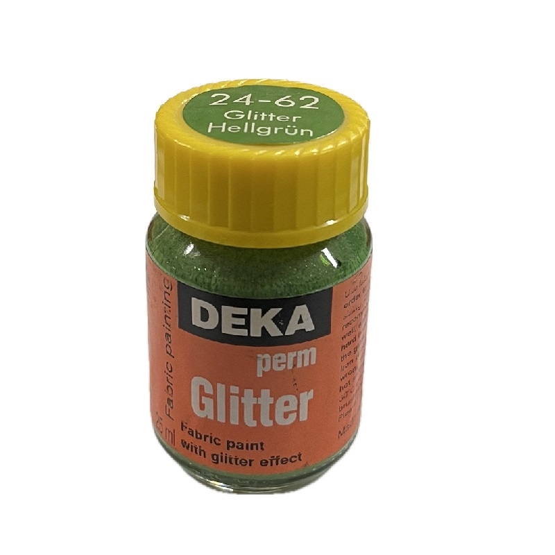 DK24-62.jpg DEKA PERM GLITTER FABRIC PAINT 25ML LIGHT GREEN - Image 1