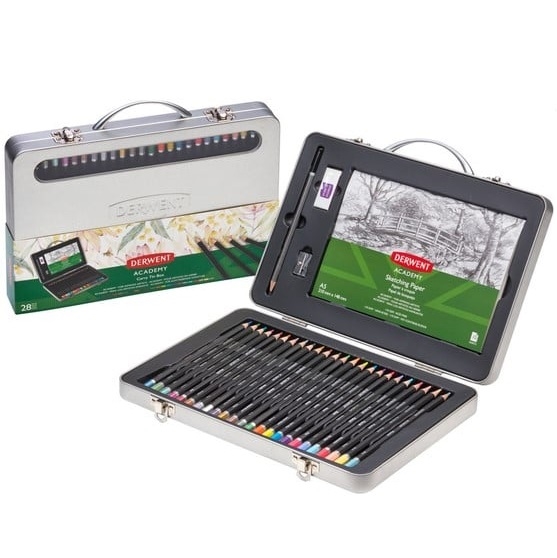 DRW2305951.jpg DERWENT ACADEMY COLOUR PENCIL CARRY TIN 28PCS SET - Image 1