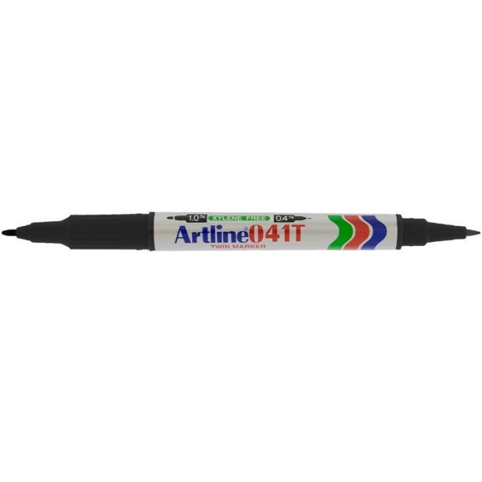 EK-041TBLK.jpg ARTLINE 041T PERMANENT TWIN MARKER BLACK - Image 1