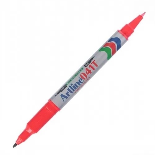 EK-041TR.jpg ARTLINE 041T PERMANENT TWIN MARKER RED - Image 1