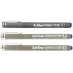 ARTLINE DRAWING SYSTEM PEN 3PCS SET [0.1/0.3/0.5] BLUE