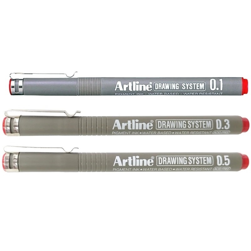 EK-230.3W1R.jpg ARTLINE DRAWING SYSTEM SET 0.1,3,5 RED - Image 1
