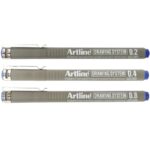 ARTLINE DRAWING SYSTEM PEN 3PCS SET [0.2/0.4/0.8] BLUE