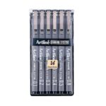 ARTLINE DRAWING SYSTEM PEN 6PCS SET [0.1/0.2/0.3/0.4/0.5/0.8] BLACK