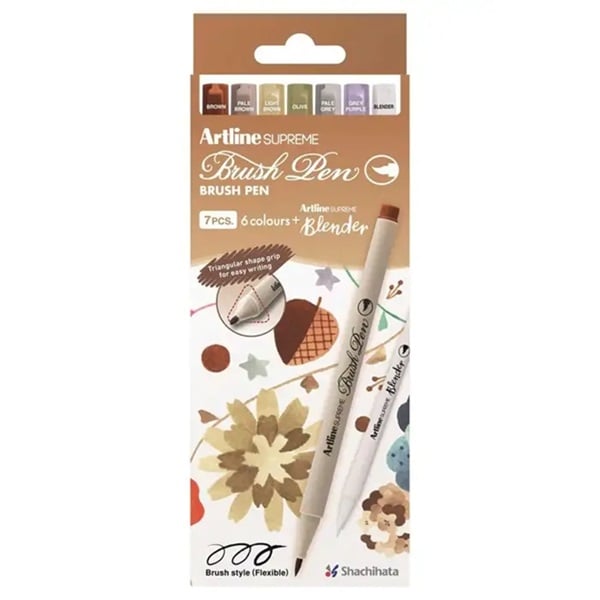 EPFS-F.7BXV3.jpg ARTLINE SUPREME BRUSH PEN MARKER 7PCS SET BROWN/EARTH - Image 1