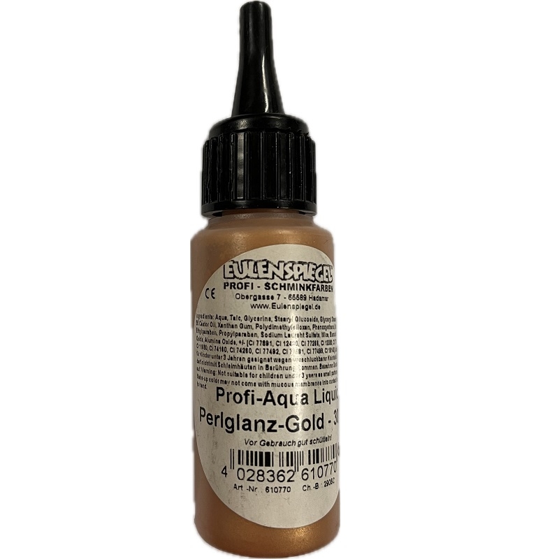 EUL610770.jpg EULENSPIEGEL PROFI-AQUA LIQUID FACE PAINT 30ML PEARLISED GOLD - Image 1