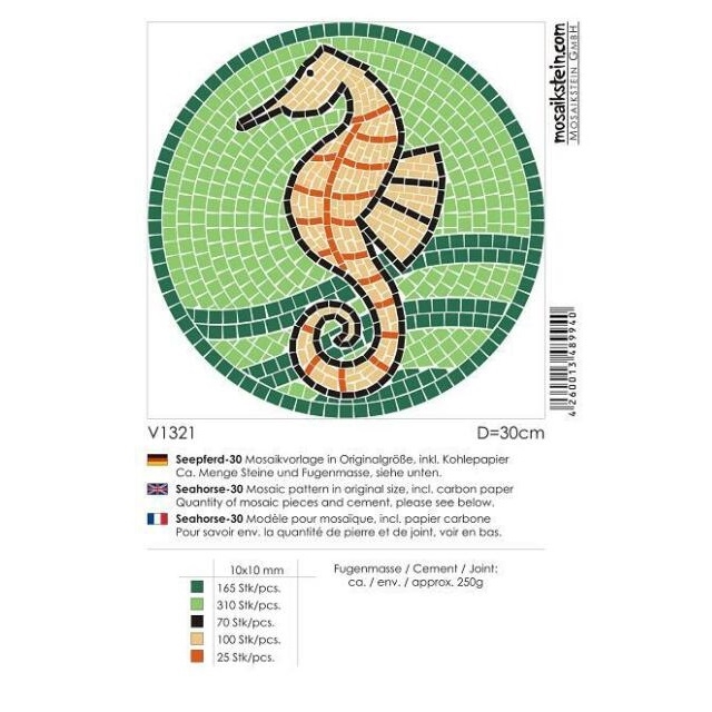 MOSV1321.jpg MOSAIKSTEIN MOSAIC PATTERN D=30CM SEAHORSE-30 - Image 1
