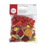 RAYHER ASSORTED WOODEN BEADS COCKTAIL 50G ORANGE